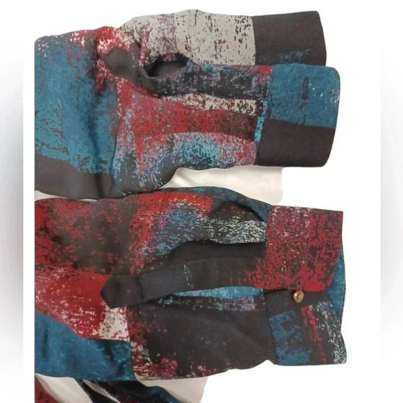 Le Chateau Shirt Dress  Teal Plum Burgundy Size Medium - Picture 6 of 9